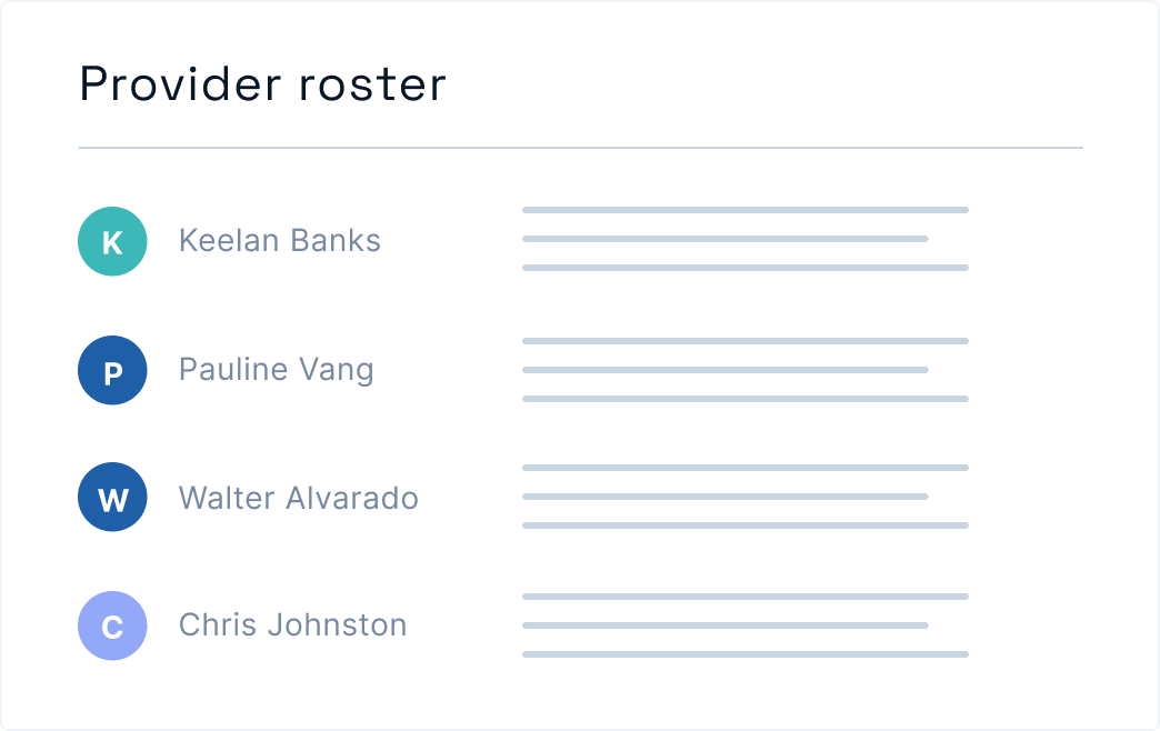 Provider roster ingested from multiple delegated organizations